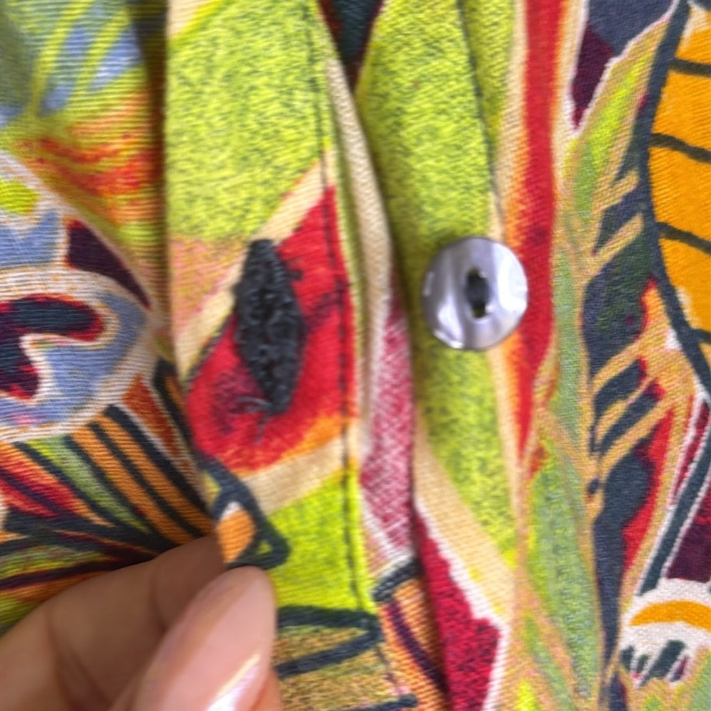 C&C California Multicolor Leaf Pattern Casual Shirt Dress Large - Picture 5 of 5